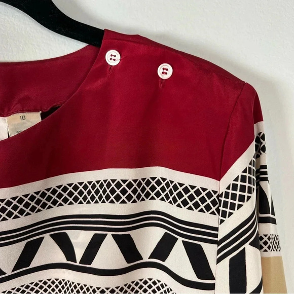 Vintage Liz Claiborne Blouse Red Shoulder Pads Geometric 80s Long Sleeve Size 10 - Picture 4 of 12